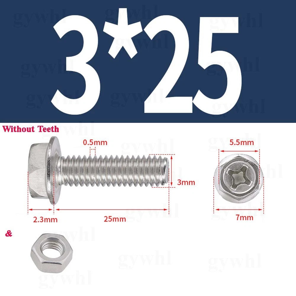Phillips Hex Flange Bolts with Hex Nuts — Serrated & Smooth, M3–M8