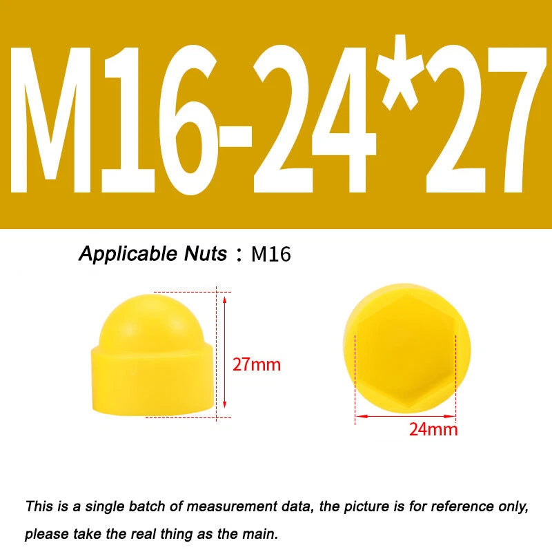 Hex Bolt & Nut Protection Caps – Plastic Hexagonal Screw Covers for M4 M5 M6 M8 M10 to M24 (PE, 5-100 Pack)