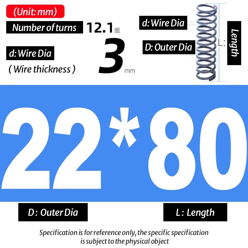 Compression Spring Pressure Big, Wire Dia 3.0mm Diameter 16-40mm Length 20-200mm