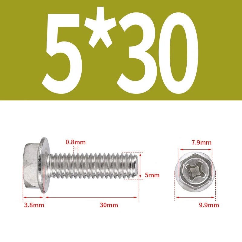 Phillips Hex Flange Screws 304 Stainless Steel M3–M8 | Dentate & Flat Flange - HomeDIYer