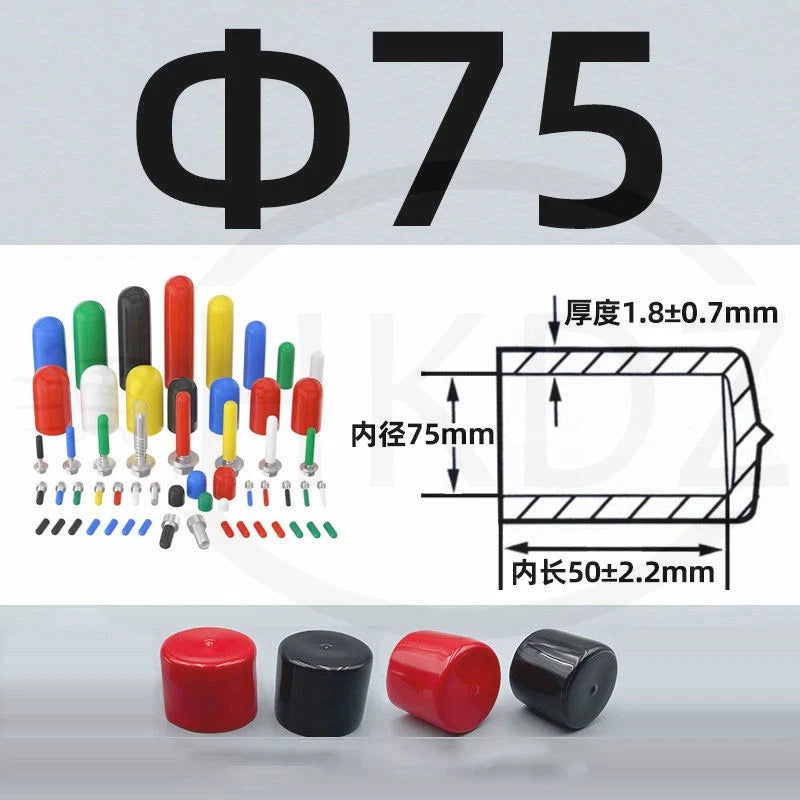 PVC End Caps for Screws, Bolts, Rods, Tubes & Cables – Thread Cover Protector, Rubber Plastic Caps (12-114mm, Multiple Colors)
