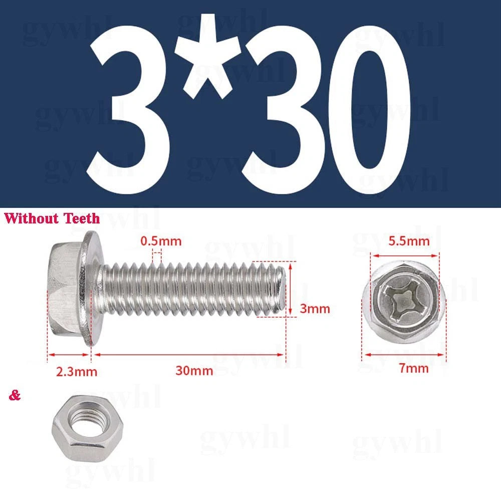 Phillips Hex Flange Bolts with Hex Nuts — Serrated & Smooth, M3–M8