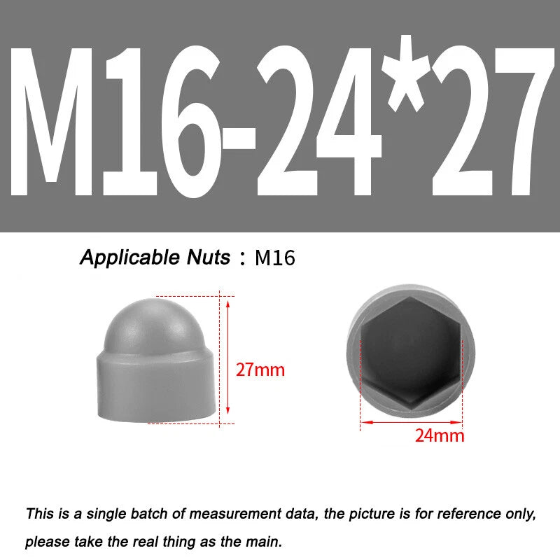 Hex Bolt & Nut Protection Caps – Plastic Hexagonal Screw Covers for M4 M5 M6 M8 M10 to M24 (PE, 5-100 Pack)
