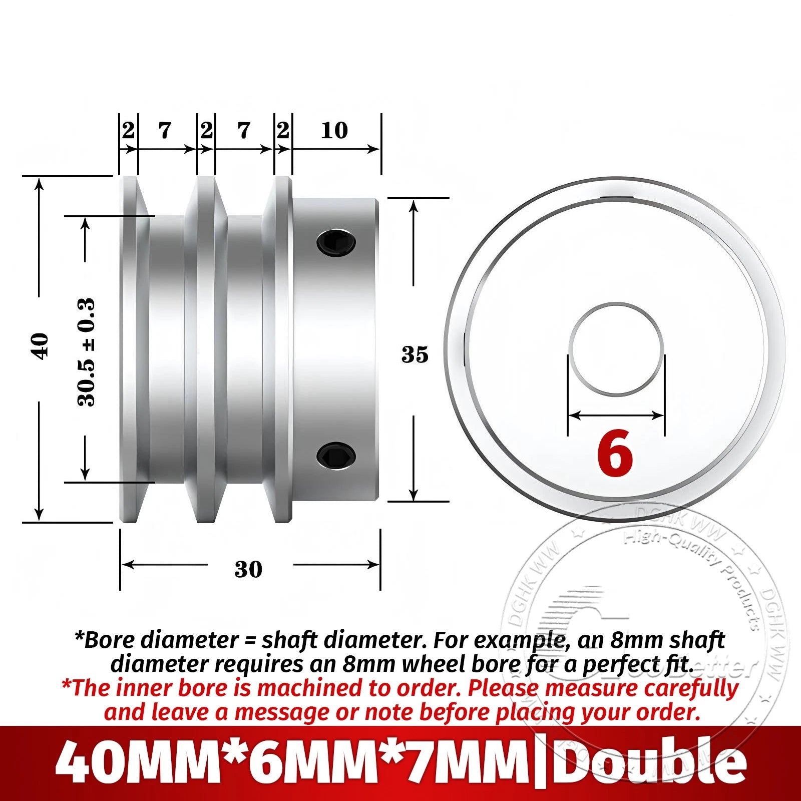 V Grooved Pulley Aluminum Round Belt Pulleys For 7mm Belt Single/Double Grooved