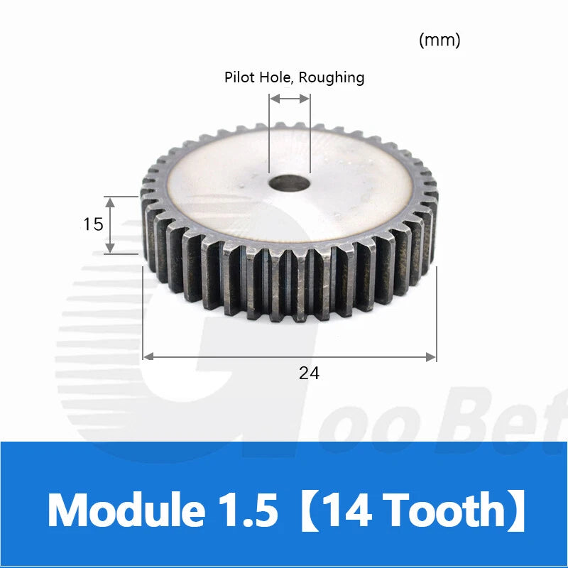Mod 1 1.5 2 2.5 3 4 5 Spur Gear C45 Steel 12 Tooth - 160 Tooth Motor Pinion Flat