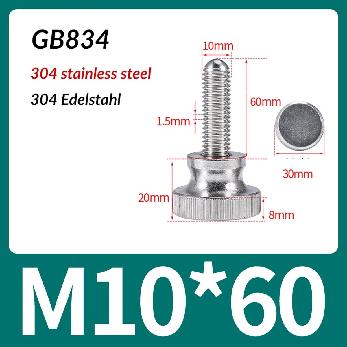 A2 Stainless Steel Knurled Thumb Screws – M2 to M10, Hand Turn Knob Bolts, 4 - 60mm Lengths - HomeDIYer