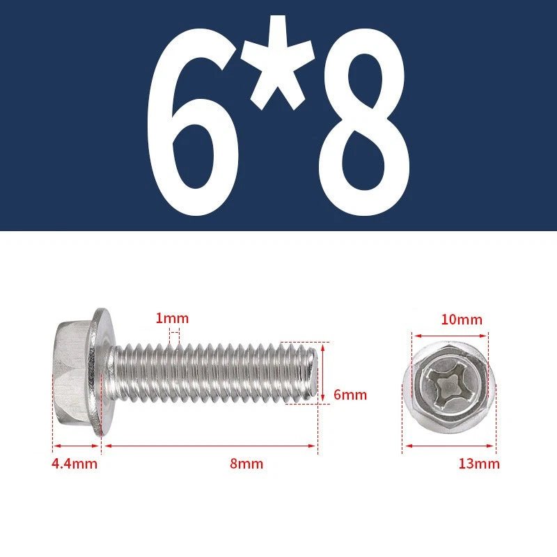 Phillips Hex Flange Screws 304 Stainless Steel M3–M8 | Dentate & Flat Flange - HomeDIYer