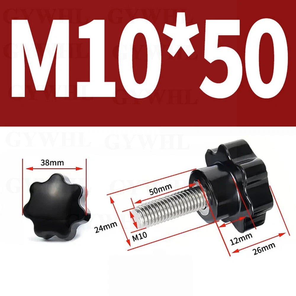 Stainless Thumb Screws Hand Knob Grip Bolts Black Plastic Hexalobular Star Head - HomeDIYer