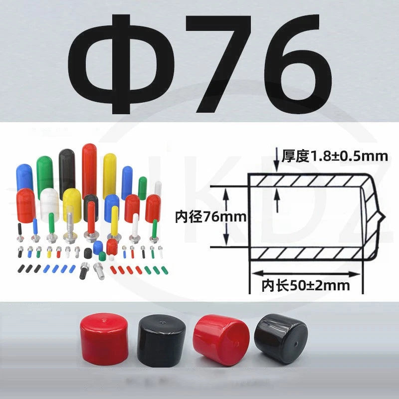 PVC End Caps for Screws, Bolts, Rods, Tubes & Cables – Thread Cover Protector, Rubber Plastic Caps (12-114mm, Multiple Colors)