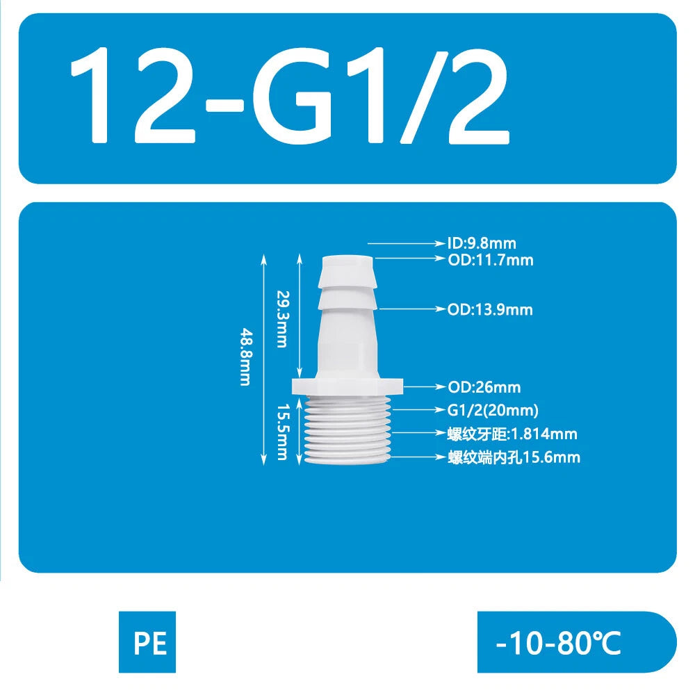 BSP Metric External Thread Straight Barb Connector – Plastic Hose Pipe Fitting