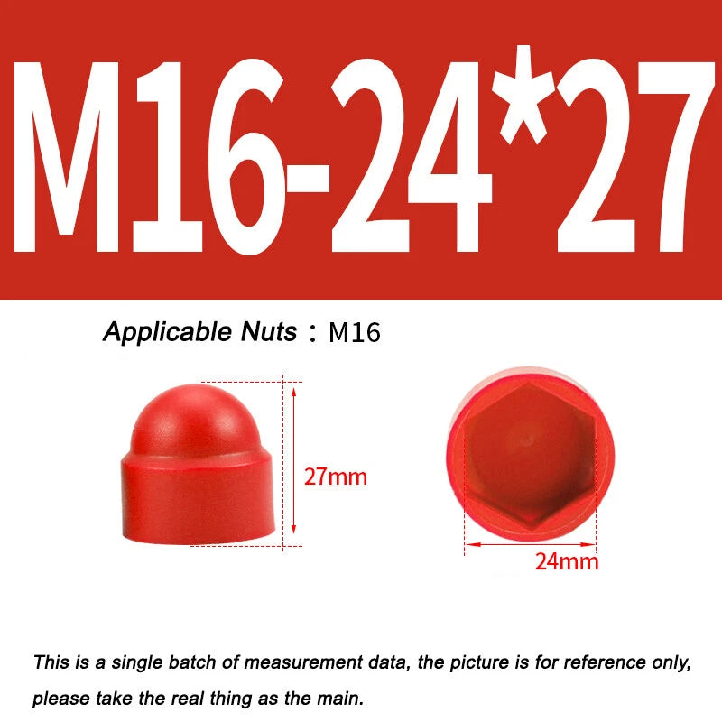Hex Bolt & Nut Protection Caps – Plastic Hexagonal Screw Covers for M4 M5 M6 M8 M10 to M24 (PE, 5-100 Pack)