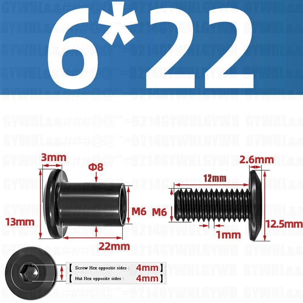 Metric Furniture Connector Bolts with End Cap Nuts — Stainless Steel M2 to M10