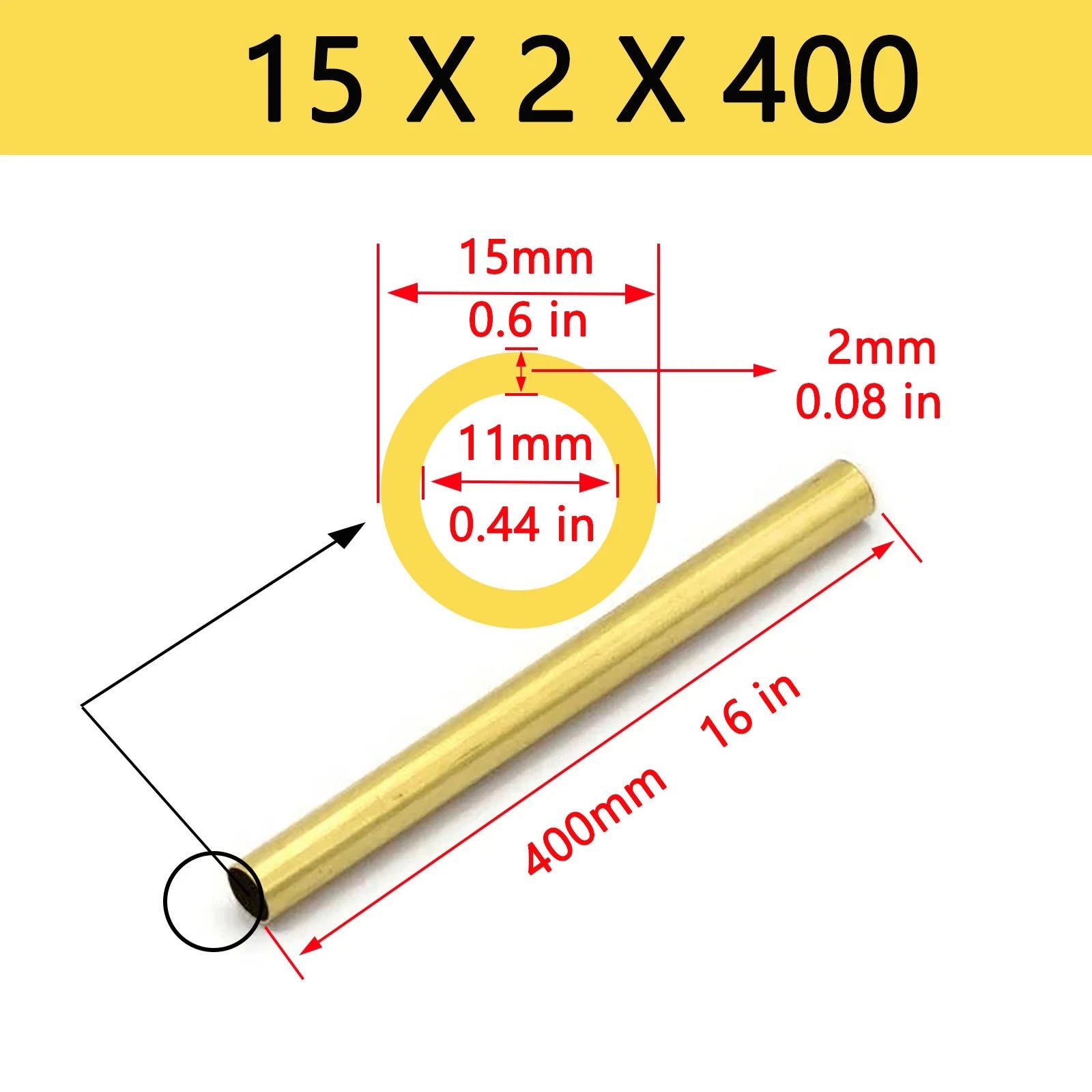 Brass Tubes ROUND PIPE Cu 62% OD 4mm 5mm 6mm 7mm 8mm To 25mm Length 400mm 0.4m