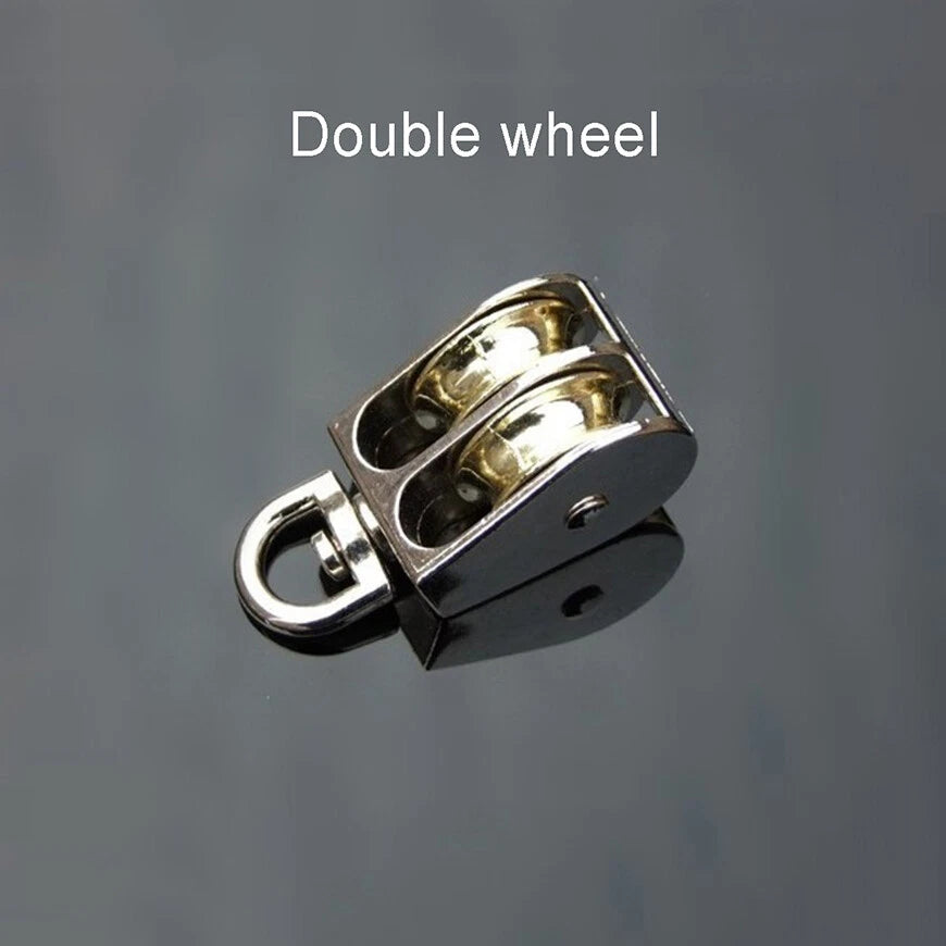 Metal Single Double Sheave Pulley Brass Wheel Swivel-Fixed Eye Lifting Rope