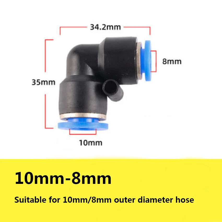 90° Elbow Push to Connect Pneumatic Hose Fitting — Reducing Connector 6mm to 12mm