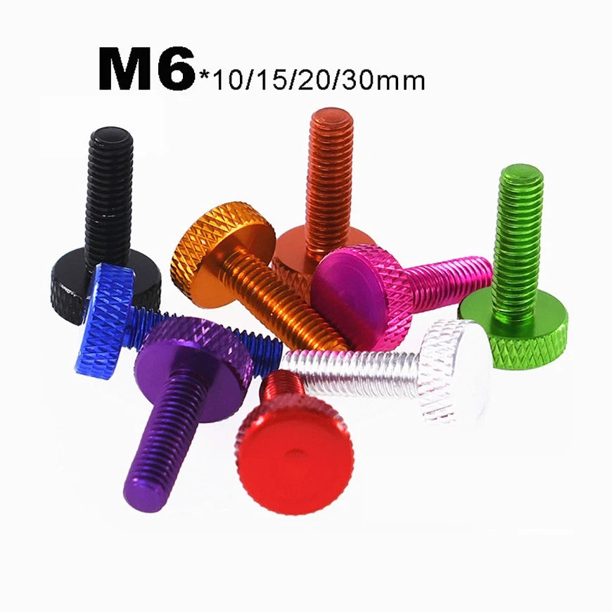 M6*10/15/20/30 Aluminum Bolts Knurled Flat Head Thumb Screws Anodized DIY Model