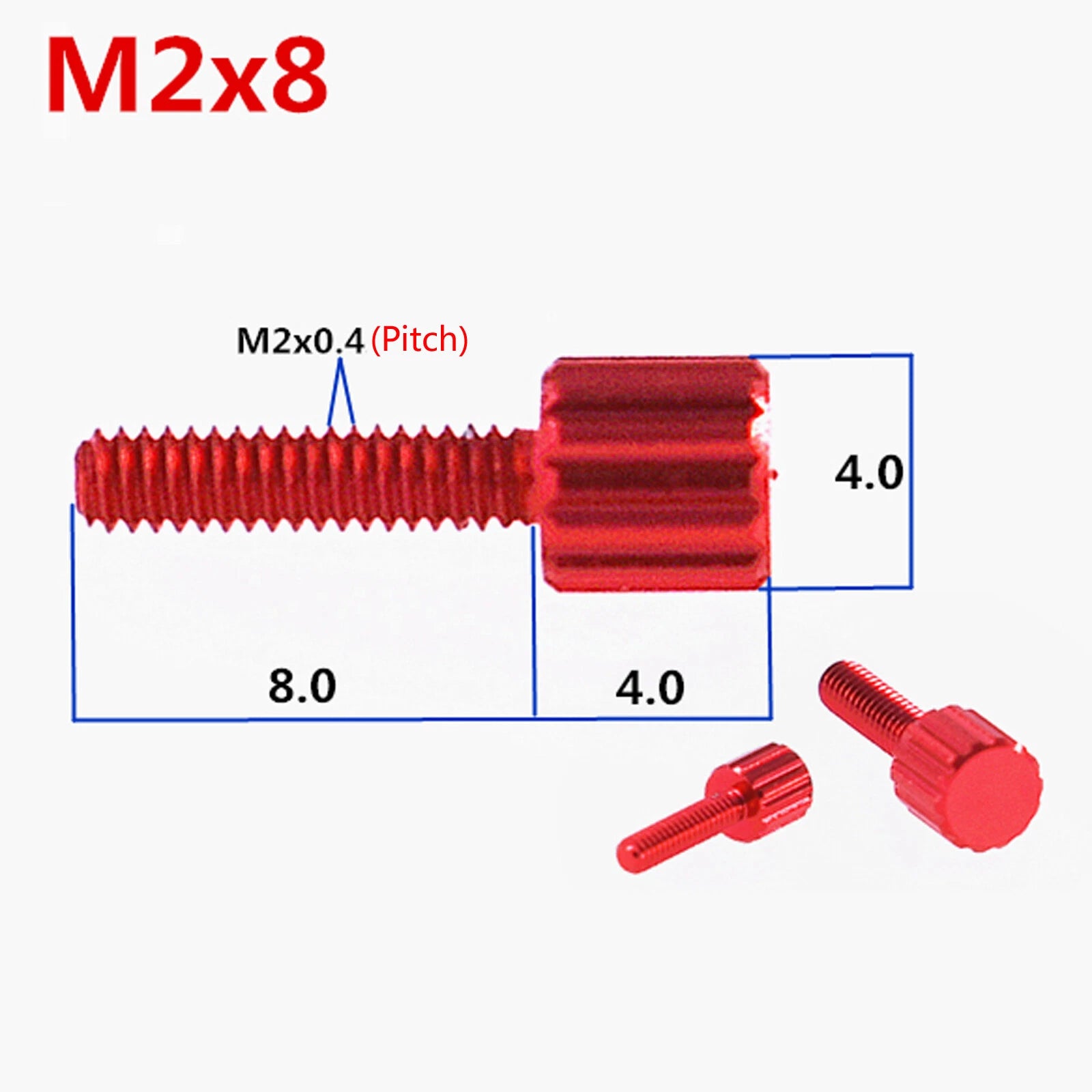 M2 Knurled Thumb Screws — 6061 Aluminum Alloy, Colored Round Hand Grip Knob Bolts