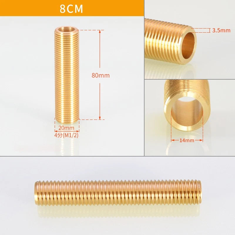 1/2" BSP Brass Male Thread Extension Pipe Nipple Connector | 3–12cm