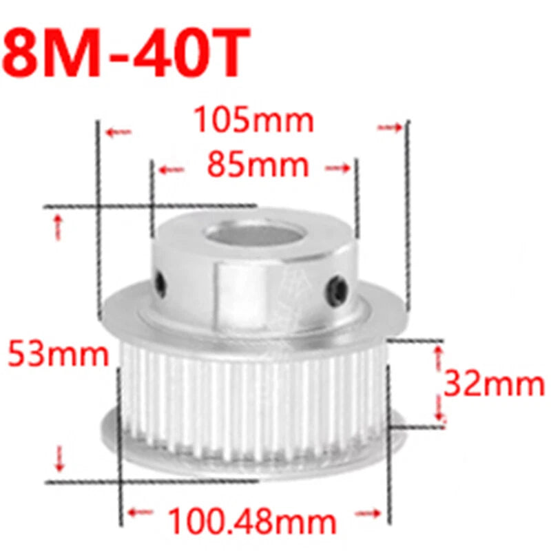 8M 28T-60T Timing Belt Pulley Synchronous Wheel Select Bore For 30mm Width Belt