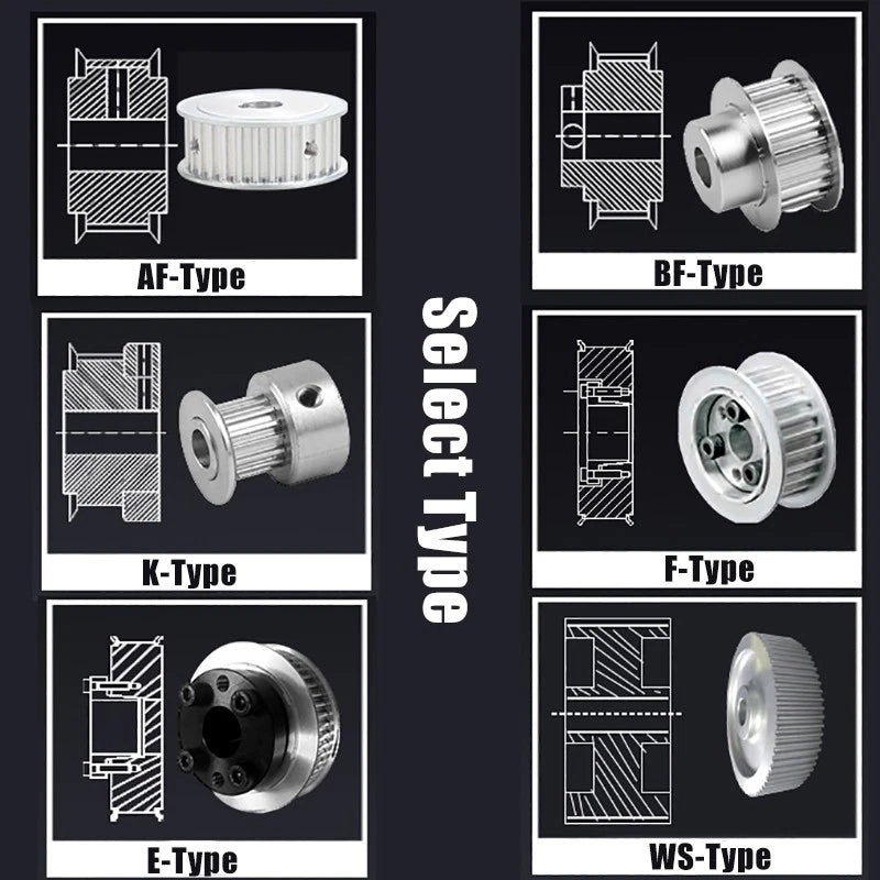 2GT Timing Pulley 28-50 Teeth 6mm Belt 4mm-15mm Bore Synchronous Wheel 3DPrinter