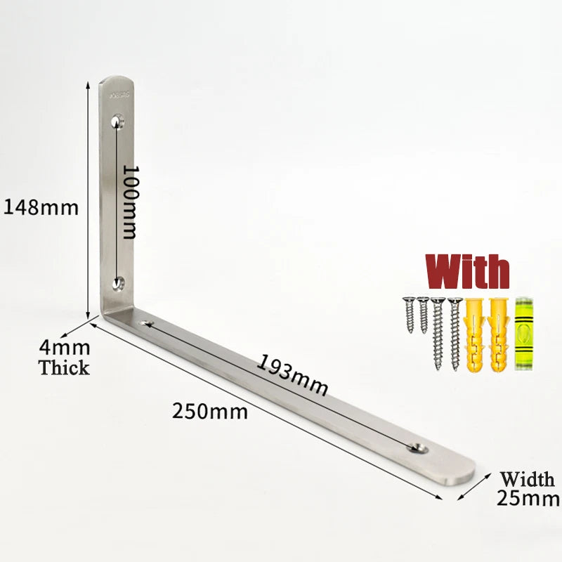 304 Stainless Steel Triangle Shelf Bracket Wall-Mounted for Bookshelf Storage