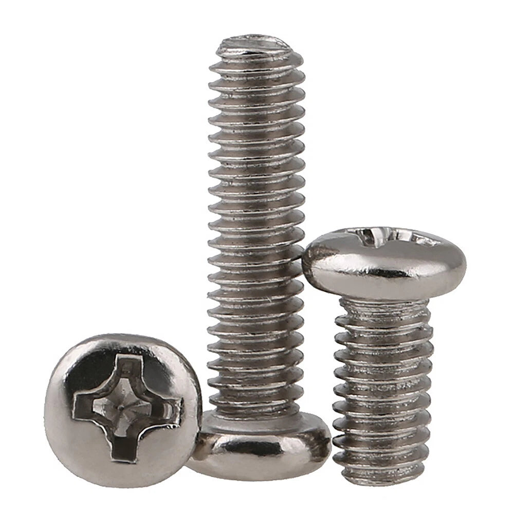 M1.2–M4 Phillips Pan Head Machine Screws DIN 7985 A2 Stainless Steel | 10/20/50/100 Pack