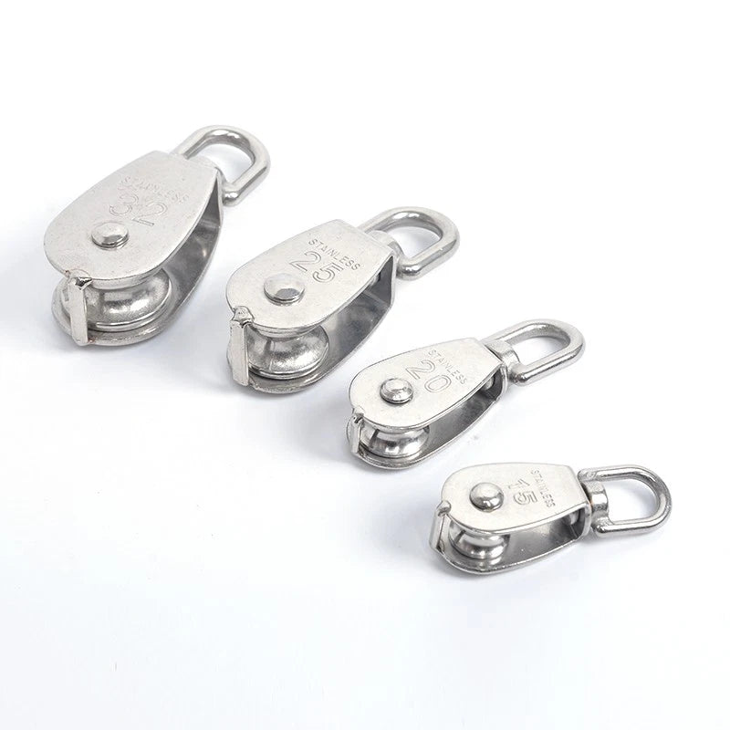 A2Stainless Steel Single Double Pulley Rope Pully Lifting Wheel Swivel Block 304