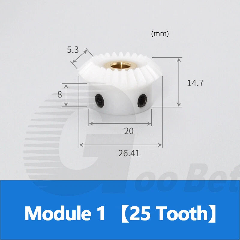 Bevel Gear Set POM Plastic 20/25/30 Tooth 90° 1:1 Pairing Mod 1-1.5 Miter Gear