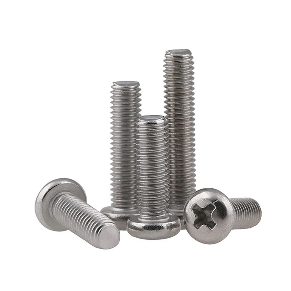 Round Pan Head Phillips Machine Screws – 316 Stainless Steel, Marine Grade (M2–M8, Fully Threaded)