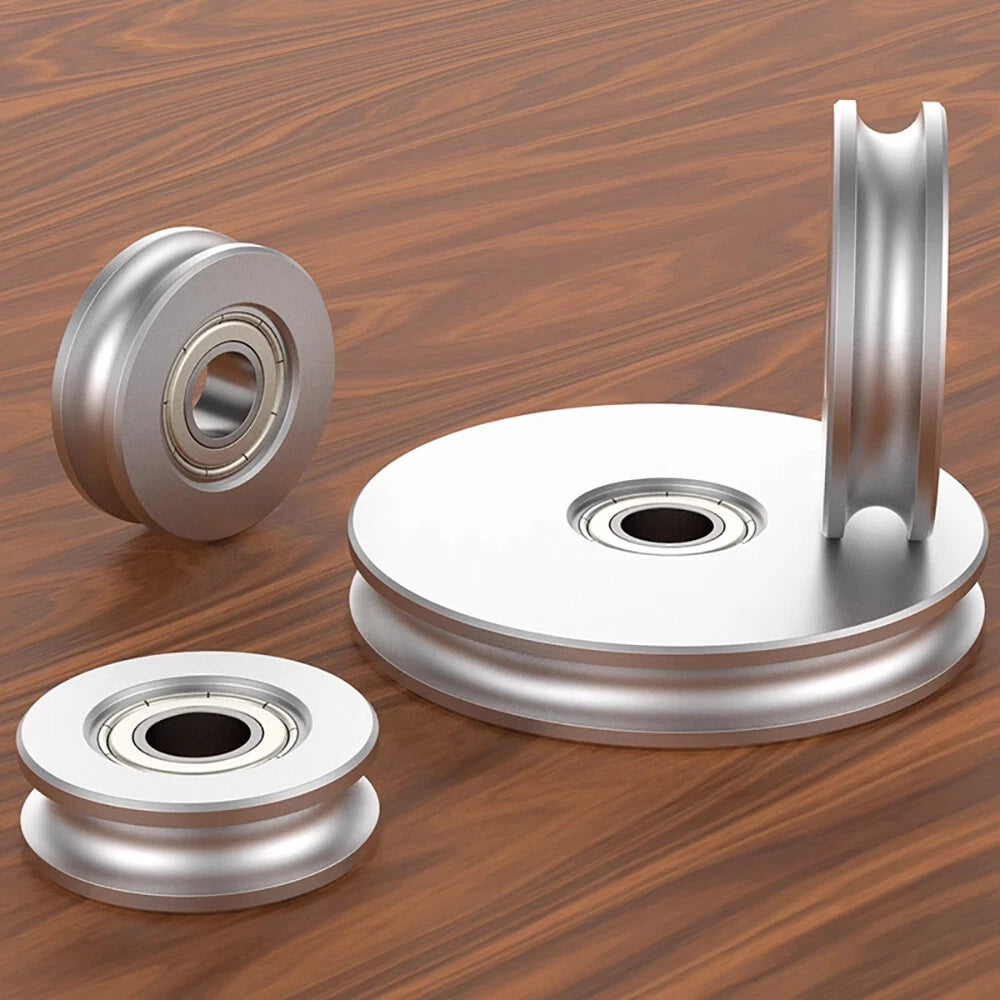 OD 30-80mm Aluminum U Groove Slide Gate, Pulley Wheels PU Round Belt 6/8mm Width