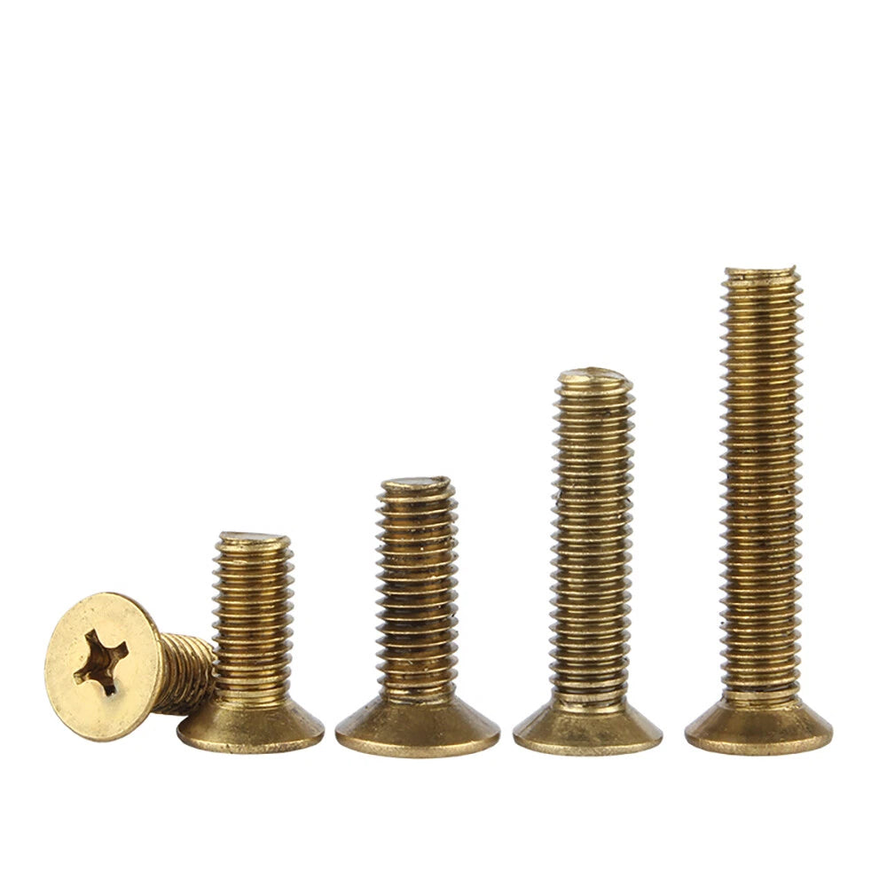 Brass Phillips Countersunk Machine Screws — Pozi Flat Head, M2 to M8