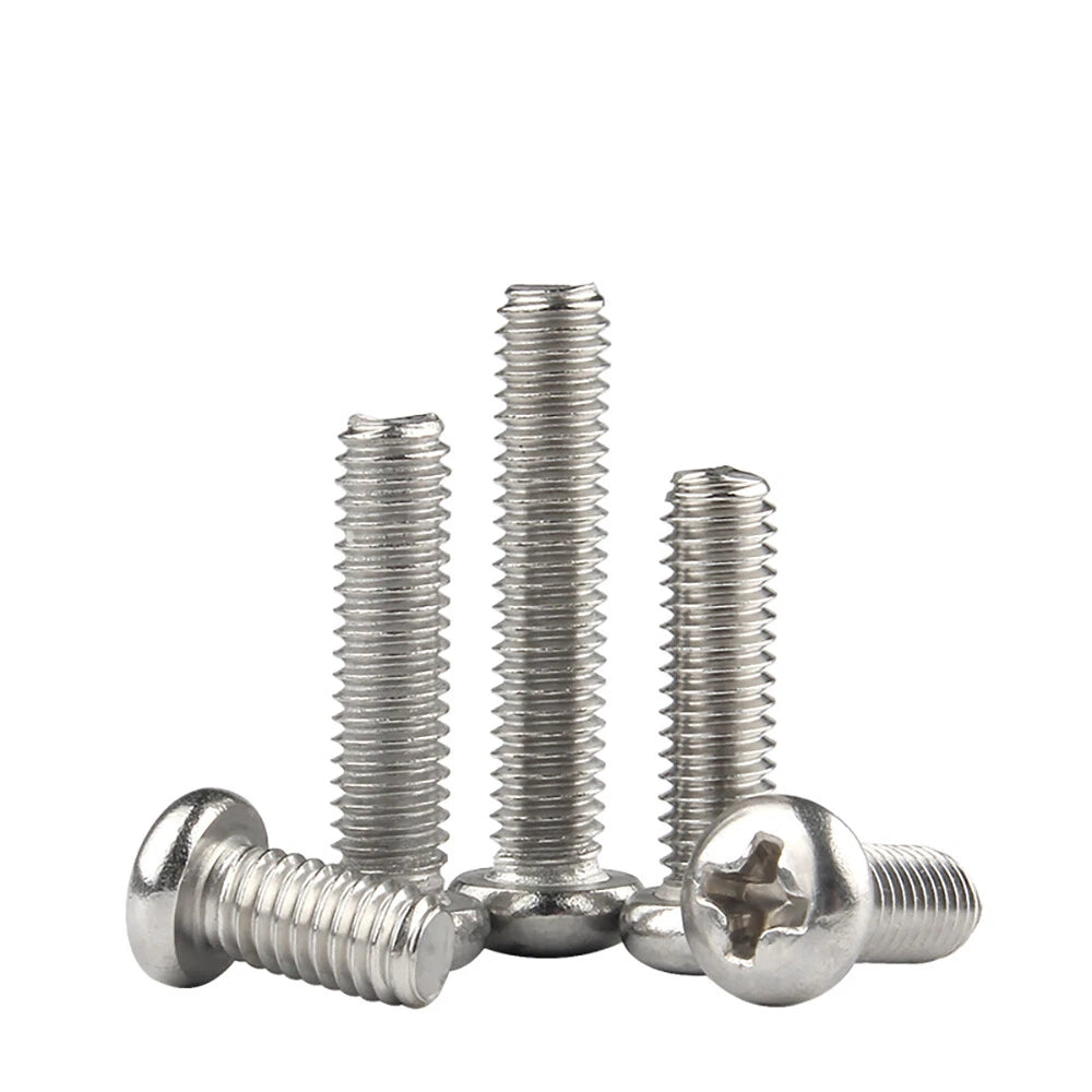 A2 Stainless Steel Pan Head Phillips Micro Machine Screws M1.0 M1.2 M1.4 M1.6 M2 M2.5 M3 M3.5 — 3mm to 120mm