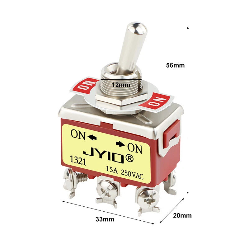 E-TEN Miniature Toggle Switch 240V – ON/OFF/ON SPDT 3-Position for Boat, Car & Model