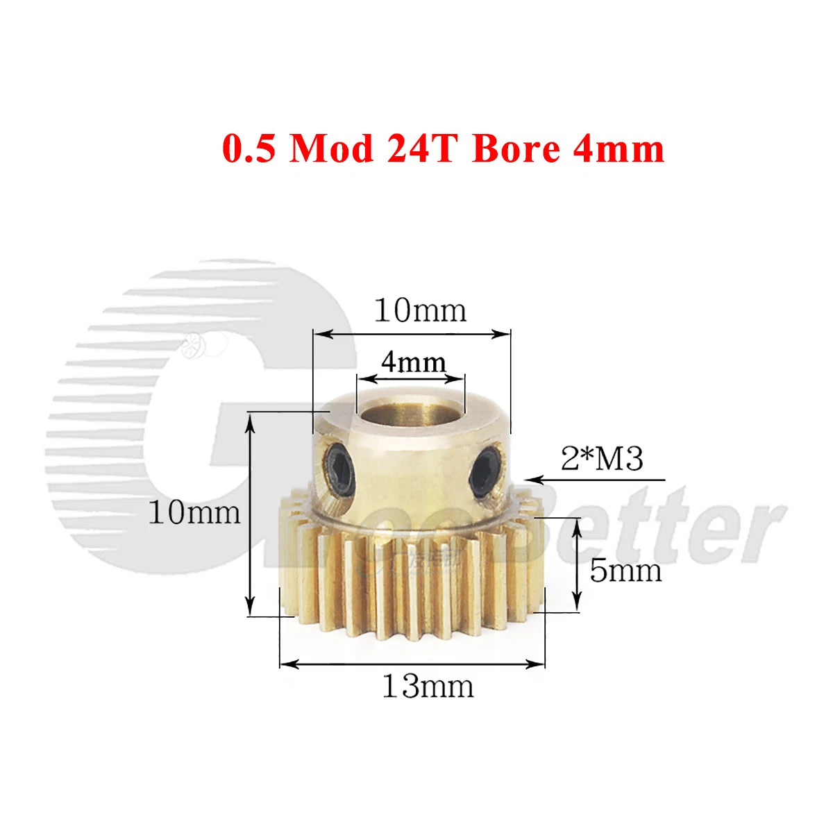 0.5 Mod Brass Pinion Spur Gear 24 Teeth Bore 4/5/6/6.35/7mm Transmission Gear