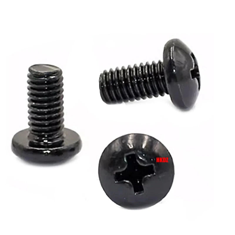 10#32 Phillips Pan Head Machine Screws – Black Zinc Carbon Steel, Round Head, 3/8” 1/2” 1.5”