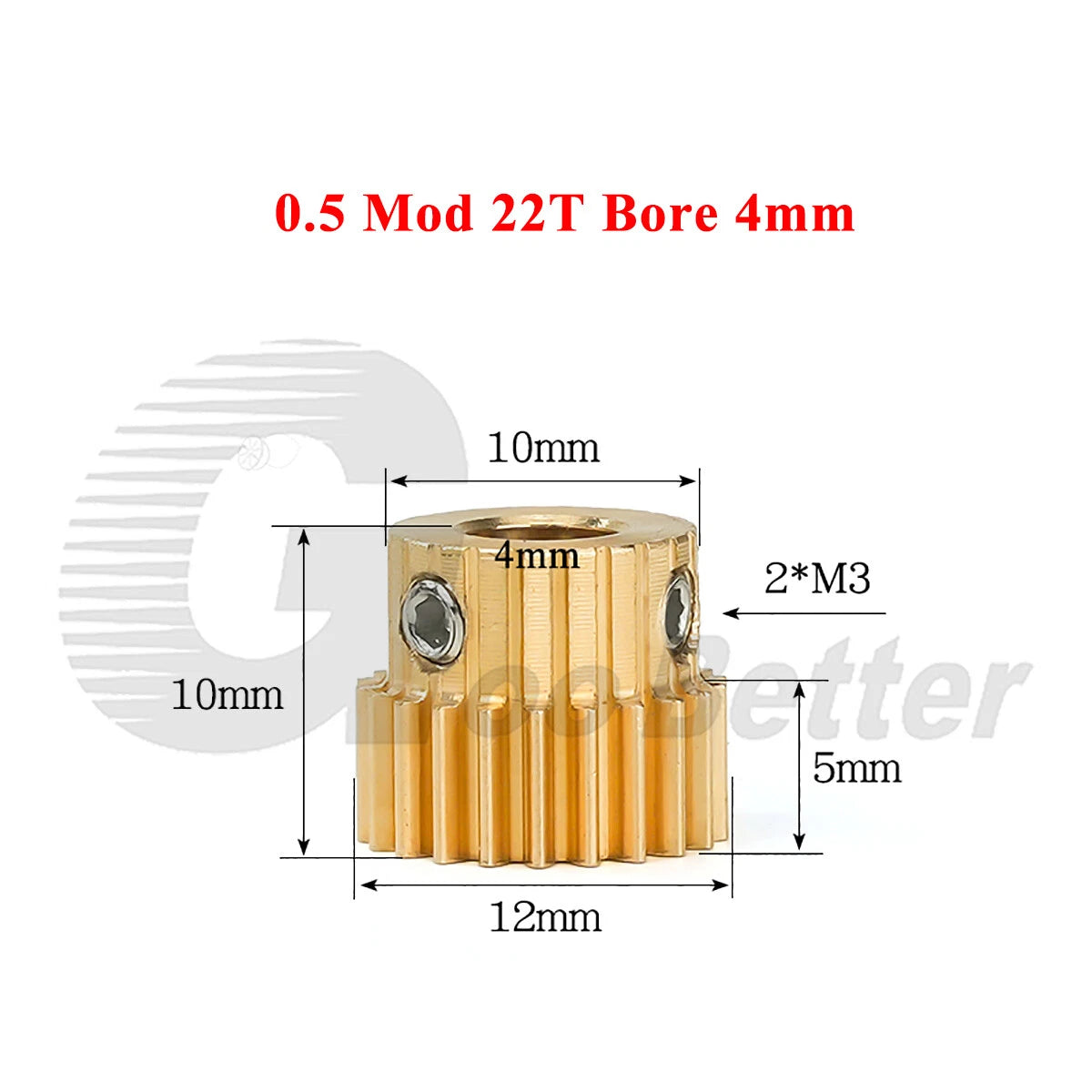 0.5 Mod Brass Pinion Spur Gear 22 Teeth Bore 4/5/6/6.35/8mm Transmission Gear
