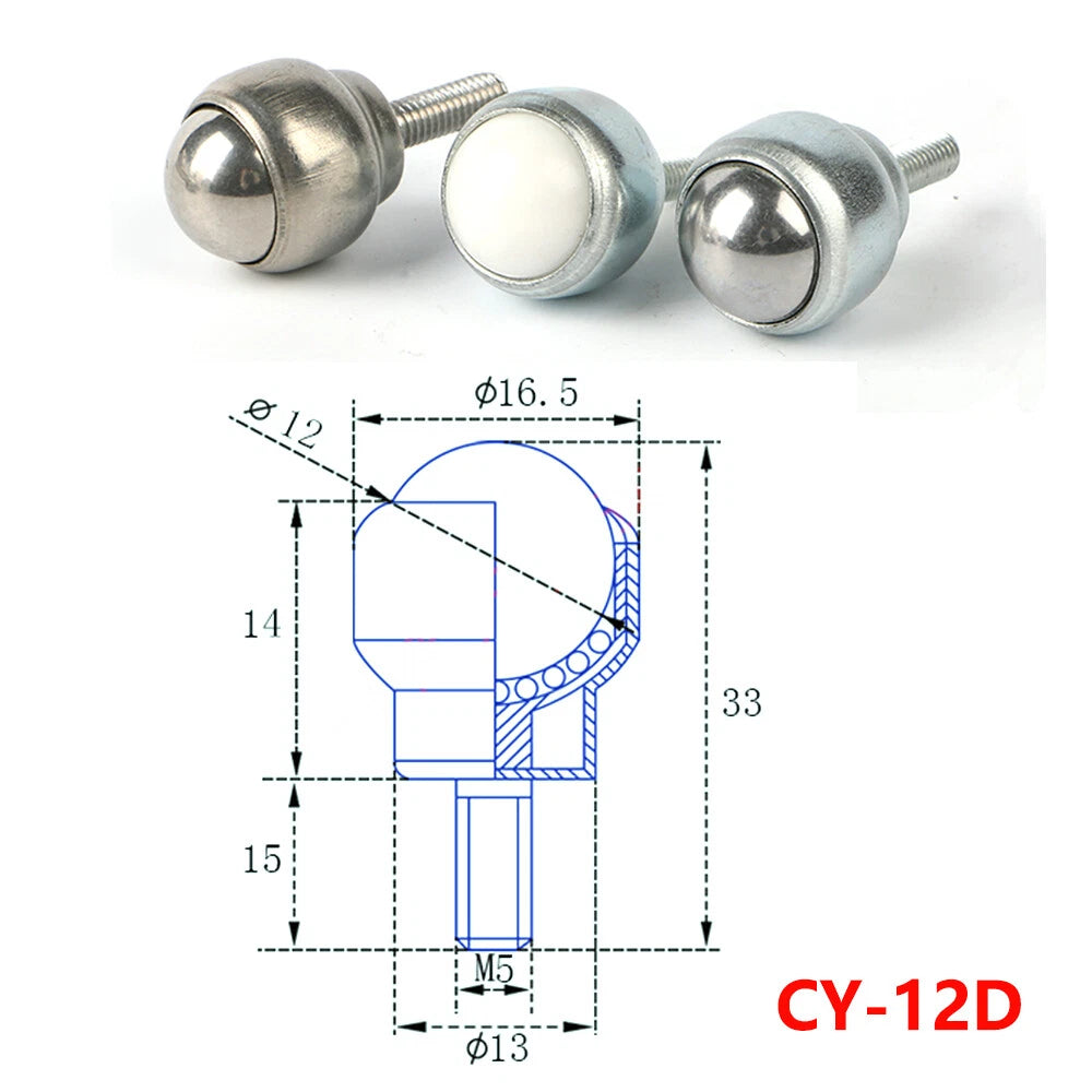 Ball Transfer Bearing Unit Casters Conveyor Roller M5 M6 M8 M10 Male Thread Bolt
