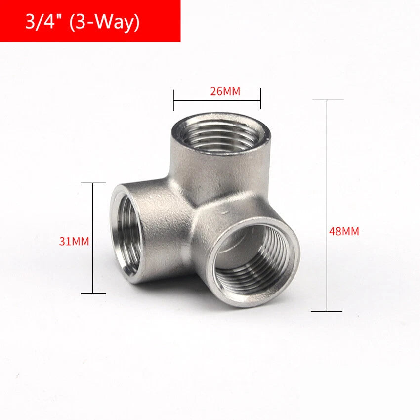 Stainless Steel BSP Female 3-Way & 4-Way Pipe Fitting Connectors