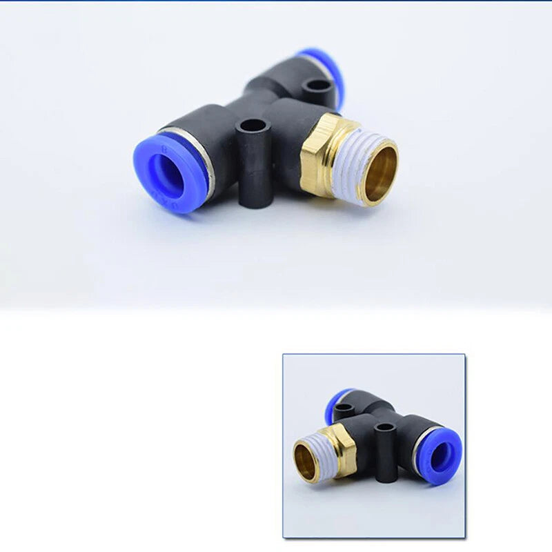 Pneumatic Push-to-Connect Air Fittings — 90° Elbow, Tee & Blanking Plug | Φ4–16mm