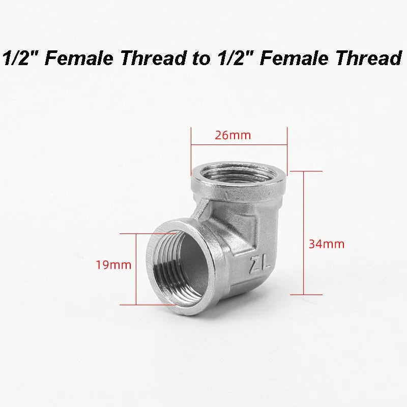 201 Stainless Steel 90° Elbow Pipe Fitting — BSP 1/2" 3/4" 1" Male Female Thread