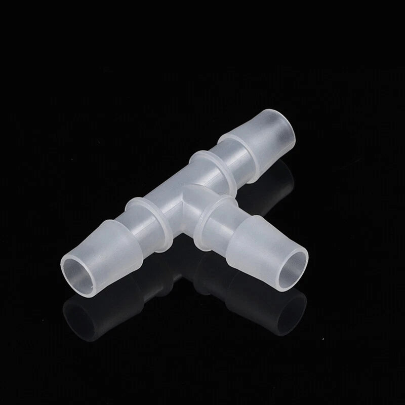 T-Type Barbed Hose Connector — Plastic Elbow Joiner for Air, Fuel & Water Lines