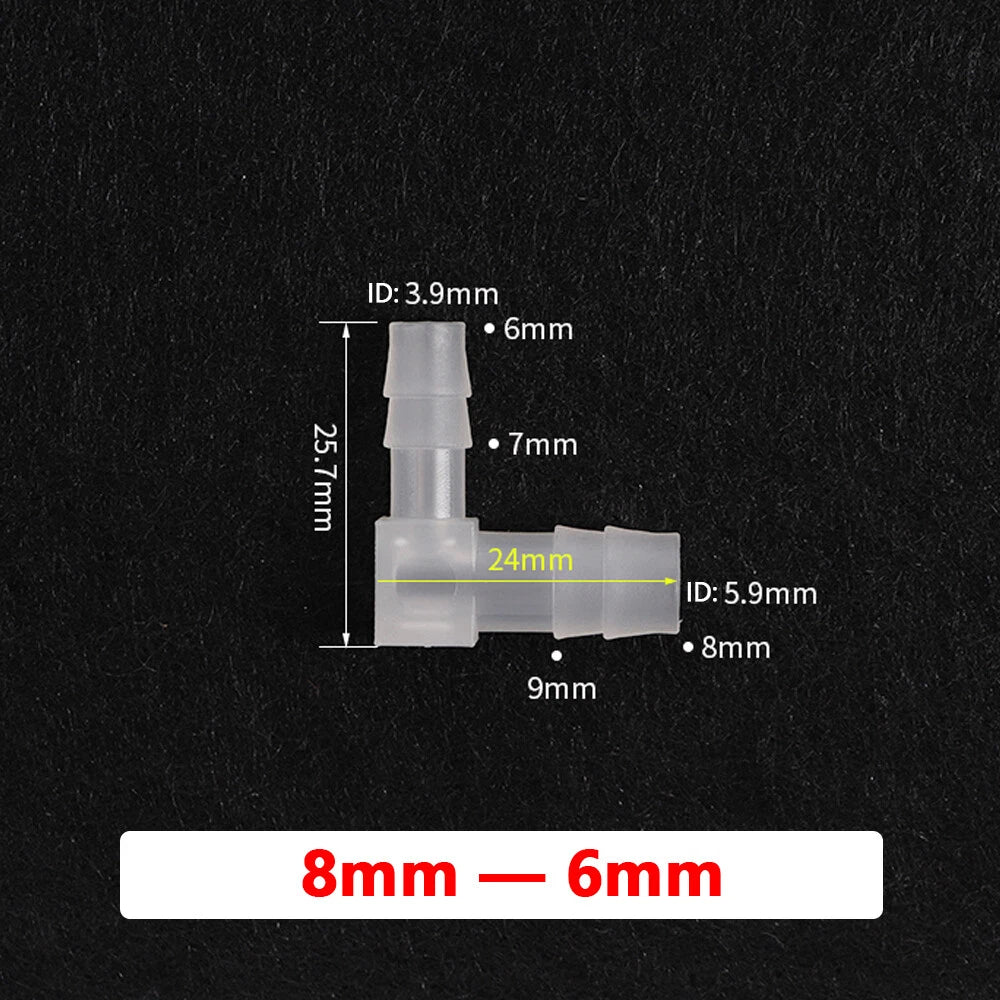 Plastic Barbed Reducer 90° Elbow Hose Connector — Tubing Pipe Joiner Adapter