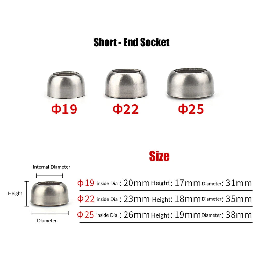 Stainless Steel Wardrobe Rail Brackets & Sockets — End & Centre, Short & High Profile