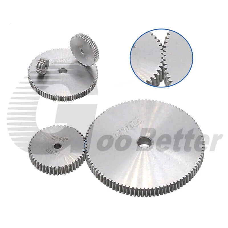 2/2.5/3/4/5 Mod Spur Gear 10T-90T 45# Steel Pinion Gear Metal Gear Thick 20-40mm