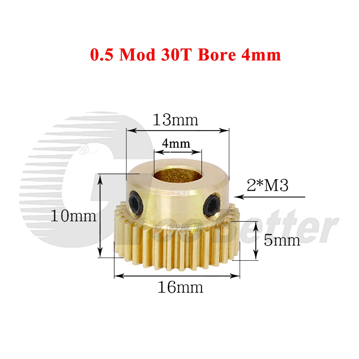 0.5 Mod Brass Pinion Spur Gear 30 Teeth Bore 4/5/6/6.35/7/8mm Transmission Gear