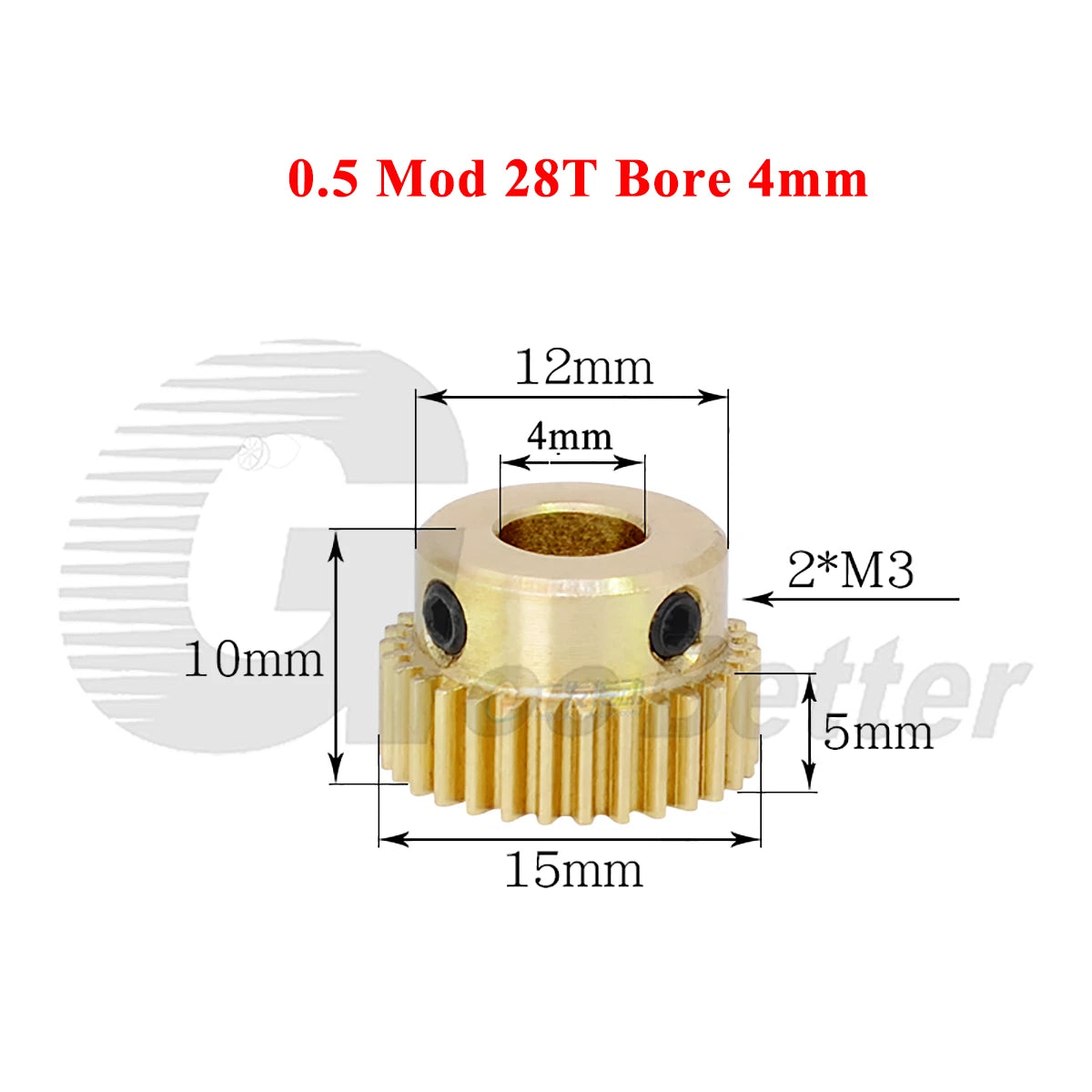 0.5 Mod Brass Pinion Spur Gear 28 Teeth Bore 4/5/6/6.35/7/8mm Transmission Gear