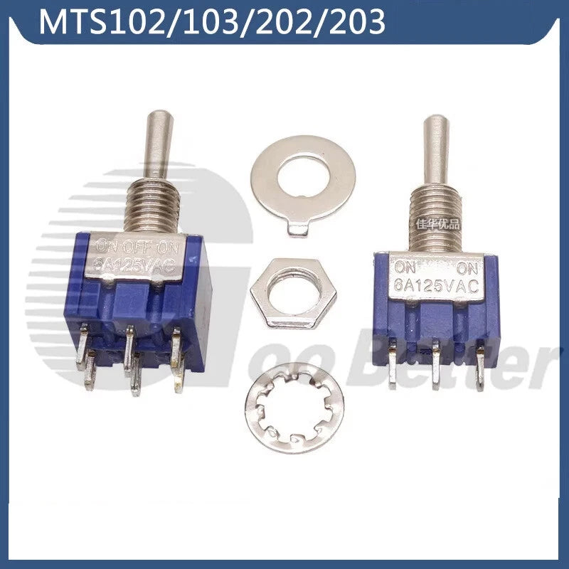 Mini Toggle Switch Latching SPDT/DPDT — MTS-102 MTS-103 MTS-202 MTS-203 | 2A 250VAC 5A 120VAC