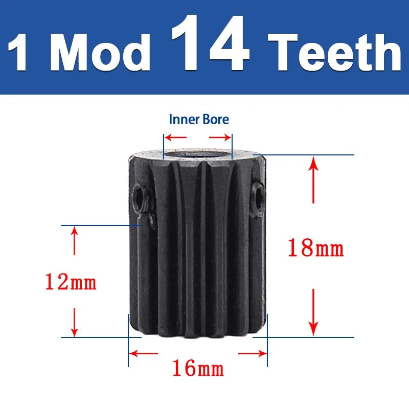 1 Modulu Spur Cylindrical Gear 10T-20T 1 Mod Pinion Gear Transmission Motor Part