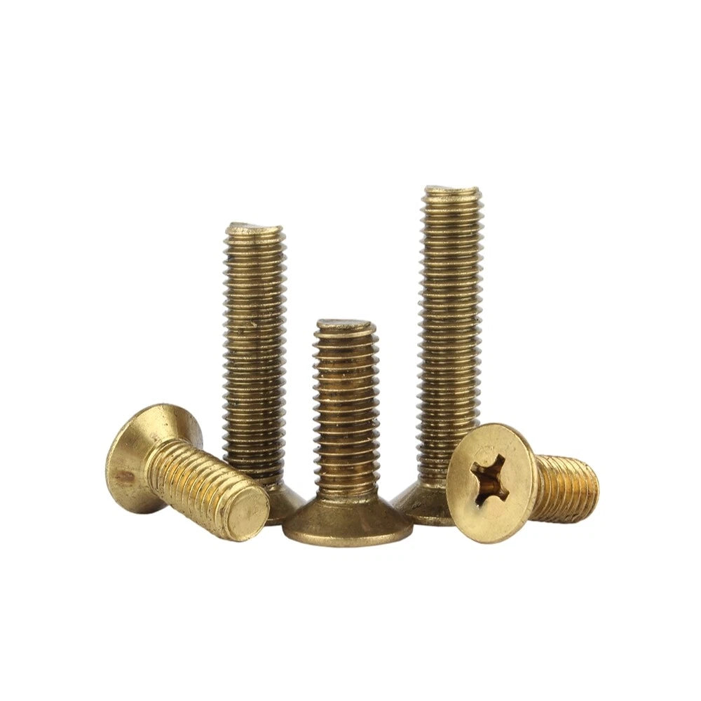 M2 M2.5 Brass Countersunk Phillips Machine Screws – Flat Head, 4mm to 12mm Lengths