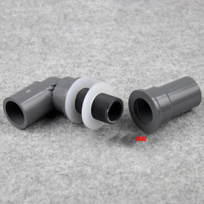 PVC Water Pipe Fish Tank Fittings Thread Straight Elbow Inlet Outlet Connector